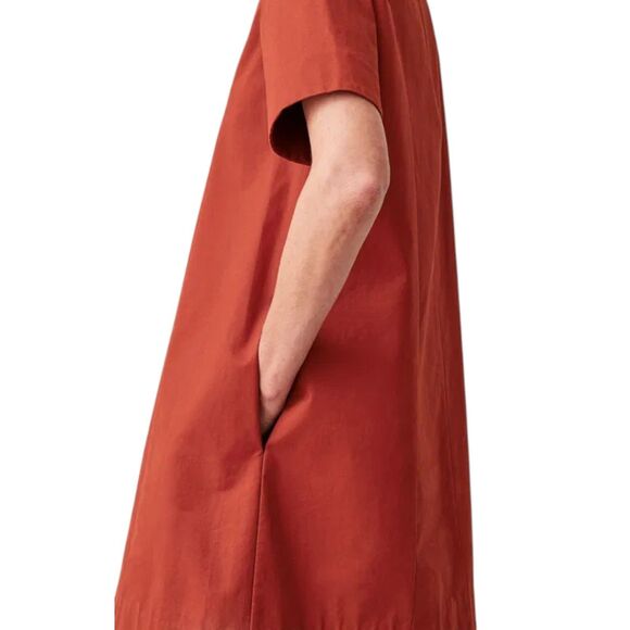 COS A-Line Cotton Twill Dress Size 4 Short Sleeve Burnt Orange Terracotta EUC - Picture 2 of 16